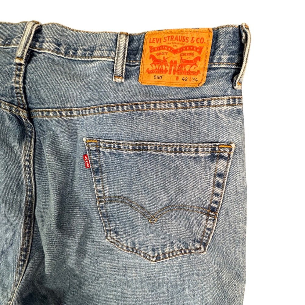 Levi's 550 Y2K Workwear Jeans Men's 42x34 Light Wash Relaxed Fit‎ Grunge - Picture 2 of 10